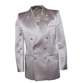 Doppelreihiger Satin-Blazer in Hellrosa von Gucci