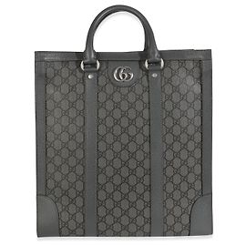 Gucci Grey Black GG Coated Canvas Ophidia Medium Tote