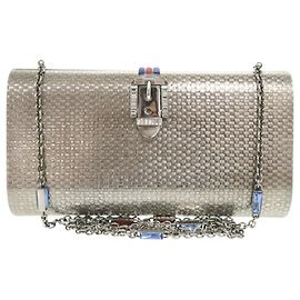 Borsa a Spalla in Metallo Argento Gucci