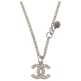 Collana in metallo con strass e perle finte Chanel Coco Mark in argento