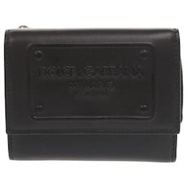Dolce & Gabbana Black Leather Tri-fold Wallet