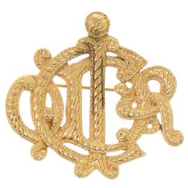 Spilla in metallo dorato Christian Dior Emblem 0637
