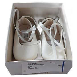 Sapatilhas Hermès Demi-pointe em couro de cordeiro branco tamanho 18