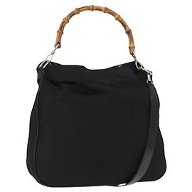 Borsa vintage Gucci con manico in bambù in nylon