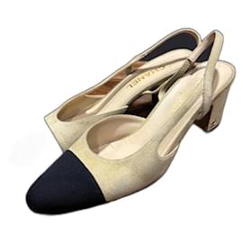 Chanel Slingback in Suede Beige 40