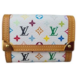Louis Vuitton Monogram Multicolore Porte Monnaie Plat White Coin Card Wallet
