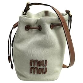 Bolsa bucket Miu Miu bege/marrom