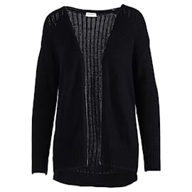 Schwarzer langer College-Cardigan mit Kettenbesatz von Saint Laurent