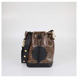 Borsa a secchiello Mon Tresor FF di Fendi in marrone/nero