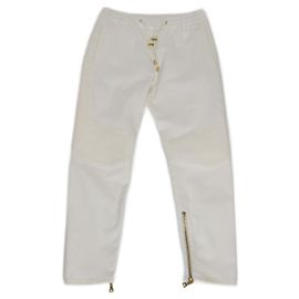 Pantalones de chándal de mezcla de algodón crema con detalles de cremallera Balmain