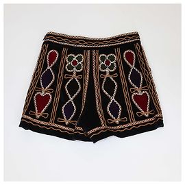 Multicolor Samt bestickte Mini-Shorts von Christian Dior