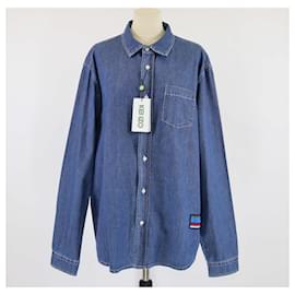Kenzo Blaue Denim XL Langarm Freizeitshirt