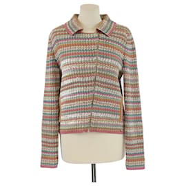 Giacca in cotone a coste multicolore con zip Chanel