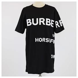 T-shirt XL in cotone con stampa Horseferry nera/bianca Burberry