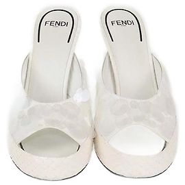 Mule Fendi Bianche con Paillettes e Serpente
