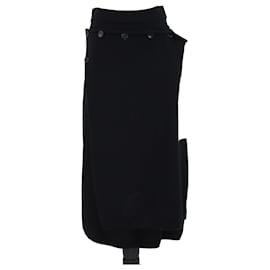 Falda midi de lana tricotada negra/crema con botones Joseph