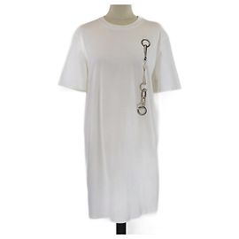 Hermès T-Shirt Kleid aus Baumwolle mit Kaleidoskopeffekt in Blanc Casse
