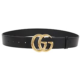 Breiter Gürtel aus schwarzem Leder GG Marmont von Gucci