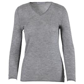 Grau Cashmere V-Ausschnitt Pullover von Brunello Cucinelli