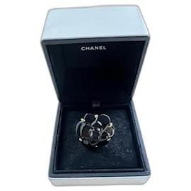Chanel Camellia Ring Schwarz Gold Keramik