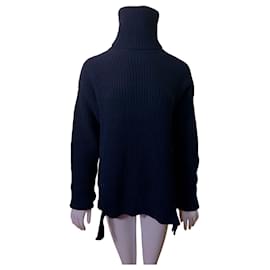 Iris & Ink Wollpullover Navyblau mit hohem Kragen