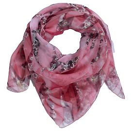 Sciarpa Cartier in seta stampata con diamanti e giaguaro in rosa