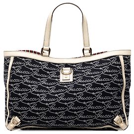 Borsa Tote in tela con logo Gucci blu per l'85° anniversario - D Ring Abbey