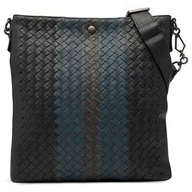 Bottega Veneta Borsa a tracolla in pelle intrecciato tricolore nera
