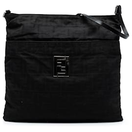 Schultertasche aus schwarzem Zucca-Canvas von Fendi