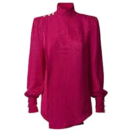 Top de seda jacquard Balmain pour H&M Fucsia