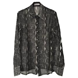 Blusa de gasa de seda estampada Equipment Negro Beige
