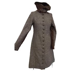 Autre Marque Abrigo de Invierno Ringspun Tweed y Terciopelo S/M