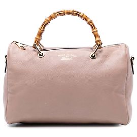 Borsa Boston Shopper in pelle di vitello rosa medio con bambù Gucci