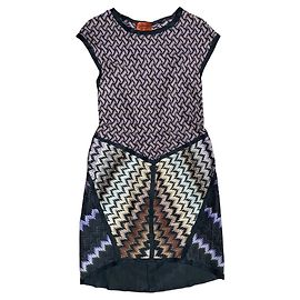 Abito in Maglia Zigzag Vintage Missoni IT 42 (IT 38) Viola/Nero Made in Italy
