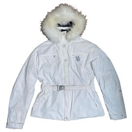 Autre Marque Giacca da Sci Bianca da Donna Duvillard x Degre7. Cappuccio in Pelliccia Vera 42 FR