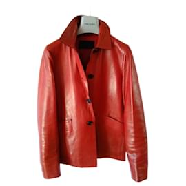 Chaqueta Caban Prada de cuero roja