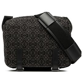 LOEWE Borsa Messenger Militare in Tela Anagram XS Nera