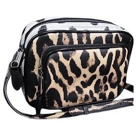 Bolsa de ombro em couro marrom e branco Burberry