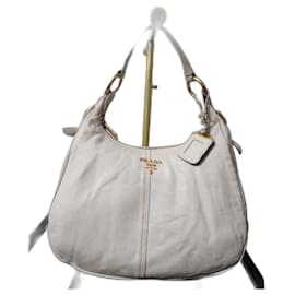 Borsa hobo in pelle Vitello Daino Prada bianco sporco