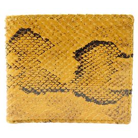 NUOVO PORTA CARTE GUCCI 664784 IN PELLE DI PITONE GIALLO