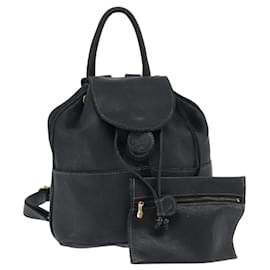 Fendi Logo Leder Rucksack mit Klappe und Kordelzug