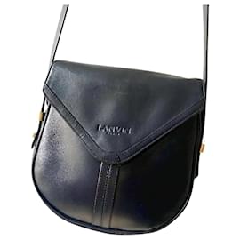 Mini bolso vintage Lanvin Hecho en Francia cuero marino