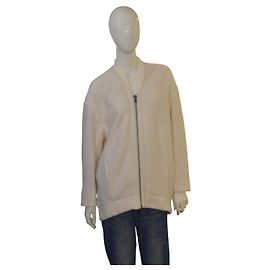 Oversized Off-White Wolljacke von Helmut Lang – Größe P (XS/S) Reißverschluss