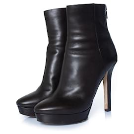 Botas de plataforma de cuero marrón oscuro Jimmy Choo