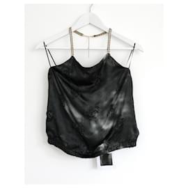 Top Halter de Cristal Devore Logo CC Gris Chanel Pre Otoño 2022