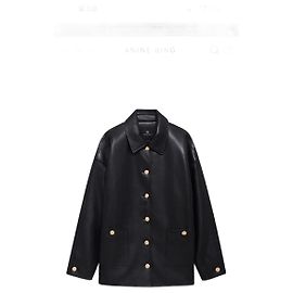 Anine Bing Luca Chaqueta de cuero negra con botones dorados