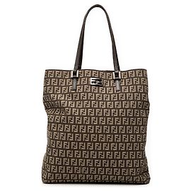 Fendi Braune Zucchino Canvas Tasche