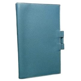Capa de agenda em couro Epsom Azul Jean Hermès