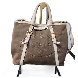 Prada Canapa Logo Jacquard Tote Beige/Braun