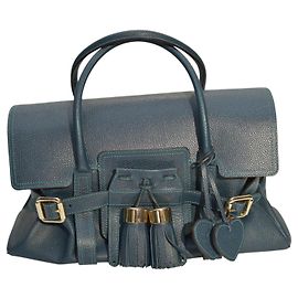 Bolsa de ombro Luella Giselle em couro – Azul teal com detalhes em dourado
